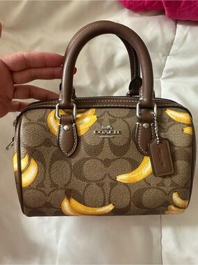 Coach Brown Signature Canvas Mini Rowan banana print